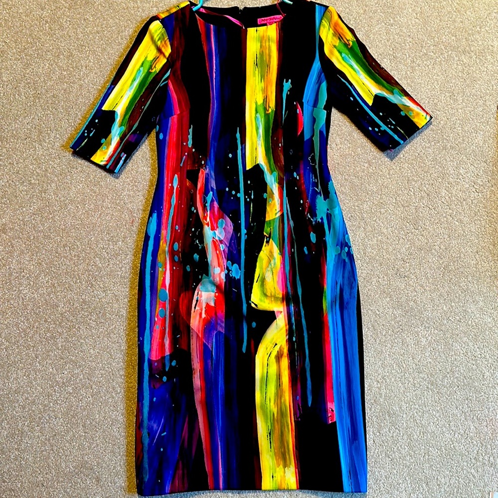 Betsey Johnson, Size 4 Multi Color Midi Dress